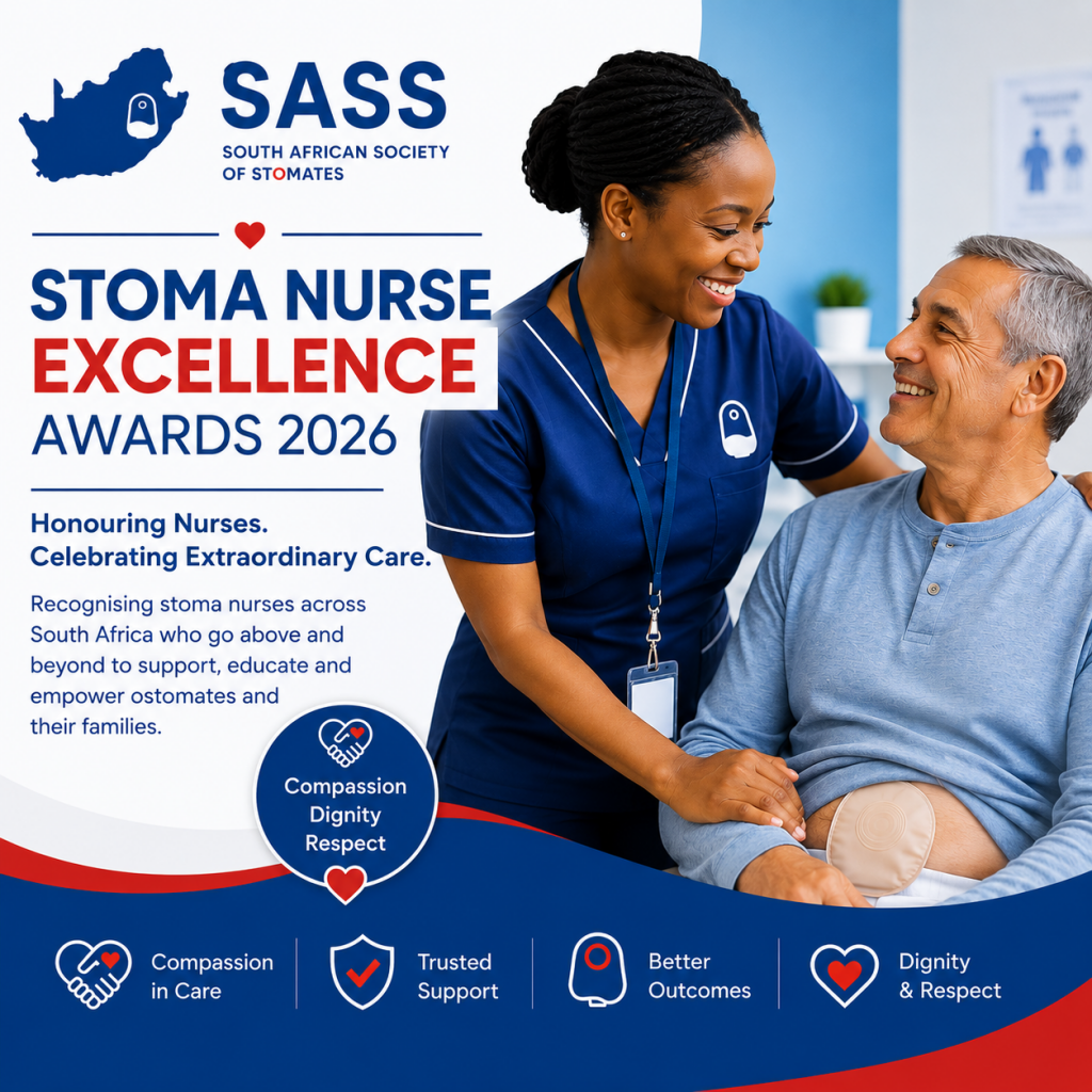 Stoma nurse supporting an ostomate patient for the SASS Stoma Nurse Excellence Awards 2026 campaign.